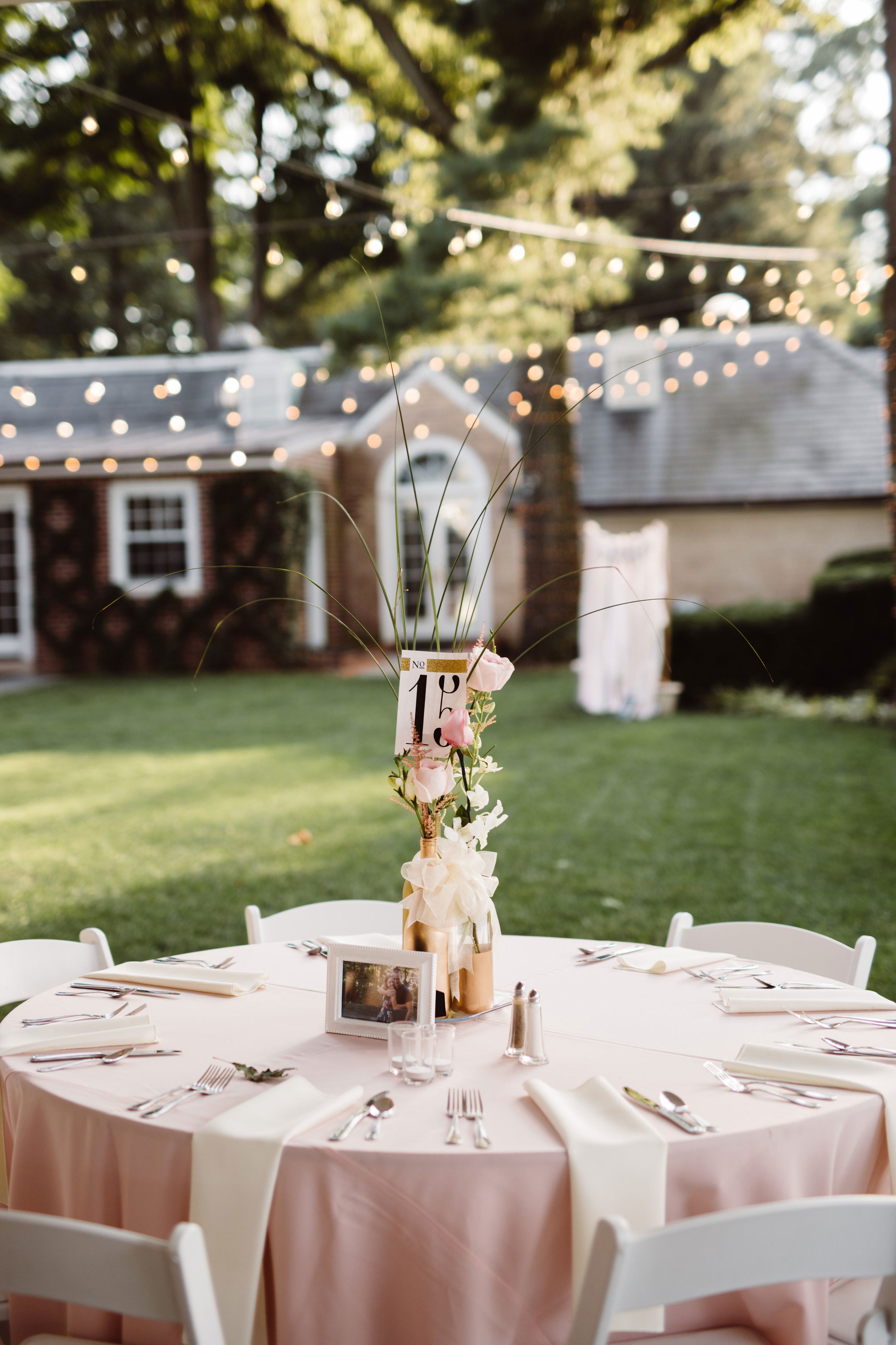 Pink & Gold Wedding - Outdoor Reception - Drumore Estate Lancaster PA