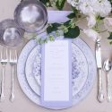 Lavender and silver wedding reception place setting