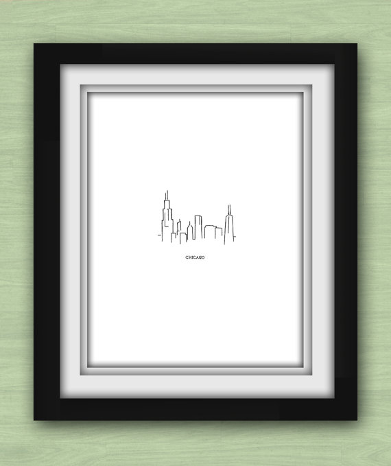 Chicago skyline sketch for custom wedding guest book ideas