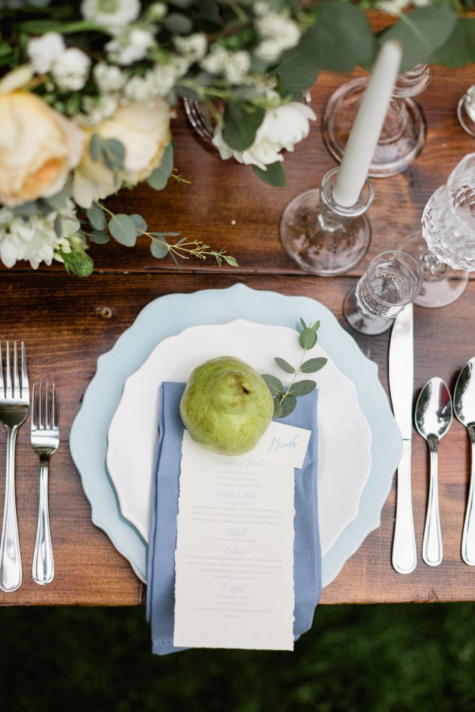 European Garden Inspired Wedding, Dinner Menu, Drumore Estate