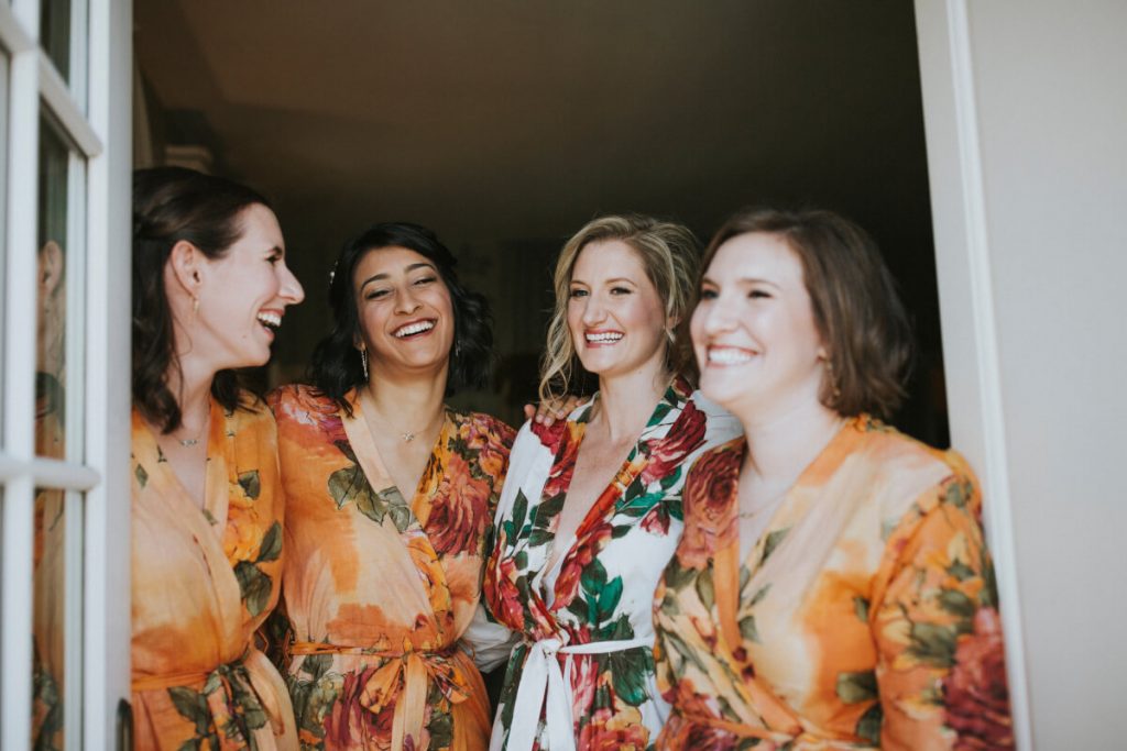 Floral robes for bridesmaids getting ready at Drumore Estate, Lancaster PA