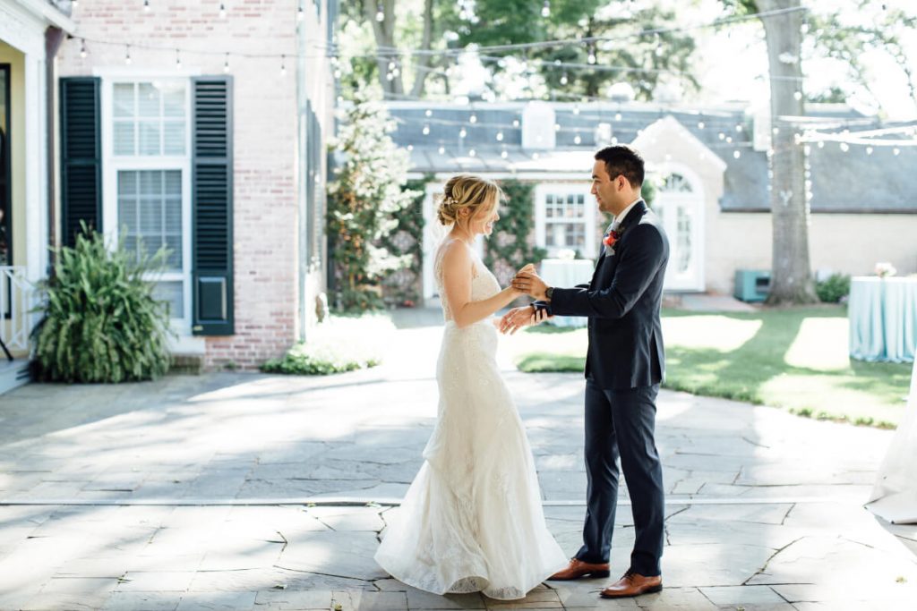 Bride & groom share their first dance on The Terrace at Drumore Estate, Lancaster PA