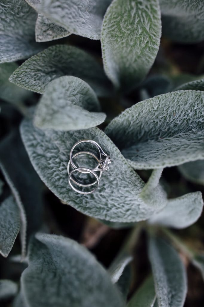 White gold engagement and wedding rings