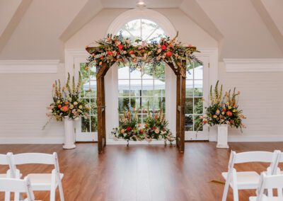 Wedding decoration with flower and archway
