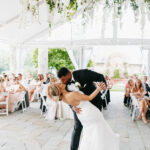 Couple Kissing at Wedding Reception Drumore Estate