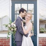 Groom and Bride at Greenhouse at Drumore Estate