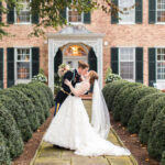 bride and groom in front of Drumore Estate in Lancaster County, PA
