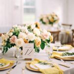 Wedding Reception Table with Yellow Napkins