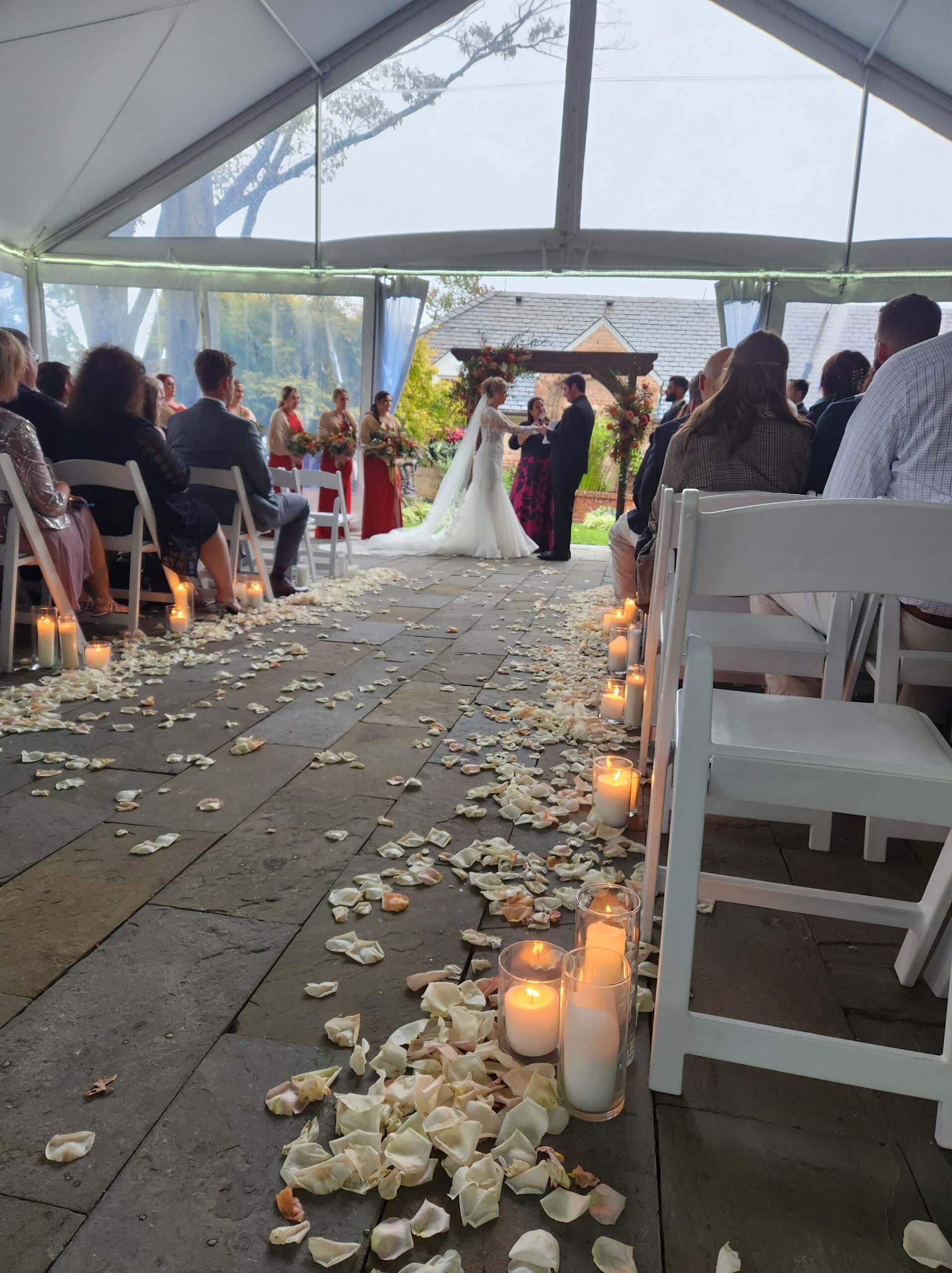 rainy wedding day at Drumore Estate