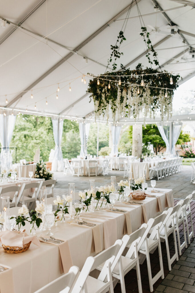 grand tent set up for wedding reception, Drumore Estate 