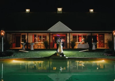 Carriage House in Lancaster, PA with pool at night